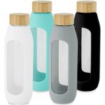 fles van 600 ml in borosilicaatglas siliconen grip
