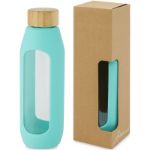 fles van 600 ml in borosilicaatglas siliconen grip