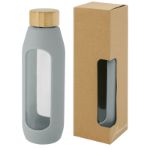 fles van 600 ml in borosilicaatglas siliconen grip