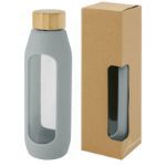 fles van 600 ml in borosilicaatglas siliconen grip - grijs