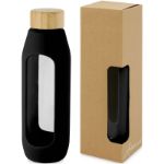 fles van 600 ml in borosilicaatglas siliconen grip