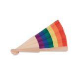 houten regenboog handwaaier