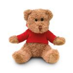 pluche teddybeer in een sweater met capuchon. - rood