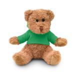 pluche teddybeer in een sweater met capuchon. - groen