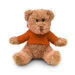 pluche teddybeer in een sweater met capuchon. - oranje