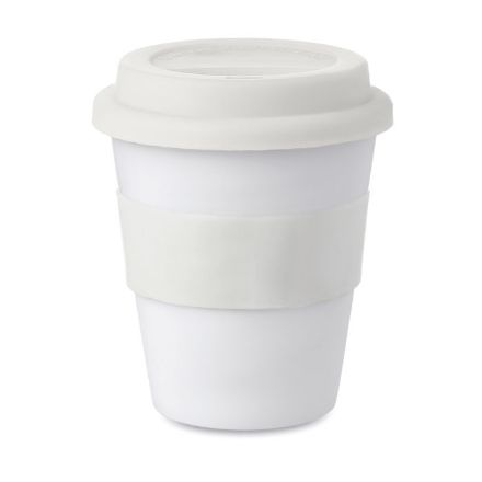 pp beker met siliconen deksel 350 ml - wit