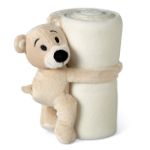 kinder fleecedeken met teddybeer. - wit