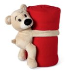 kinder fleecedeken met teddybeer. - rood