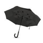 23 inch reversible paraplu, dubbellaags - zwart