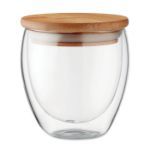 dubbelwandig drinkglas met bamboe deksel 250 ml