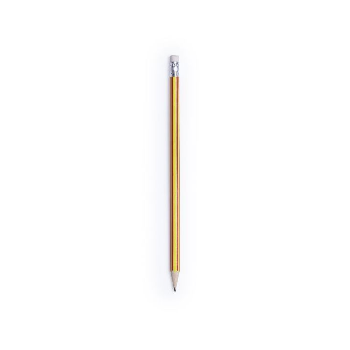 houten potlood met gum - geel