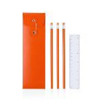 pennenset, 3 potloden met gom en liniaal - oranje