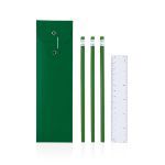 pennenset, 3 potloden met gom en liniaal - groen