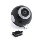 camera 360 graden, micro usb en type c connectie - zwart