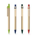 kartonnen balpen met houten clip zwartschrijvend