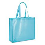 glimmend gelamineerde non woven winkeltas - licht blauw
