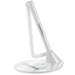 kunststof pen met elastieken koord in houder.