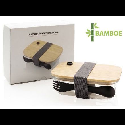glazen lunchbox met bamboe deksel