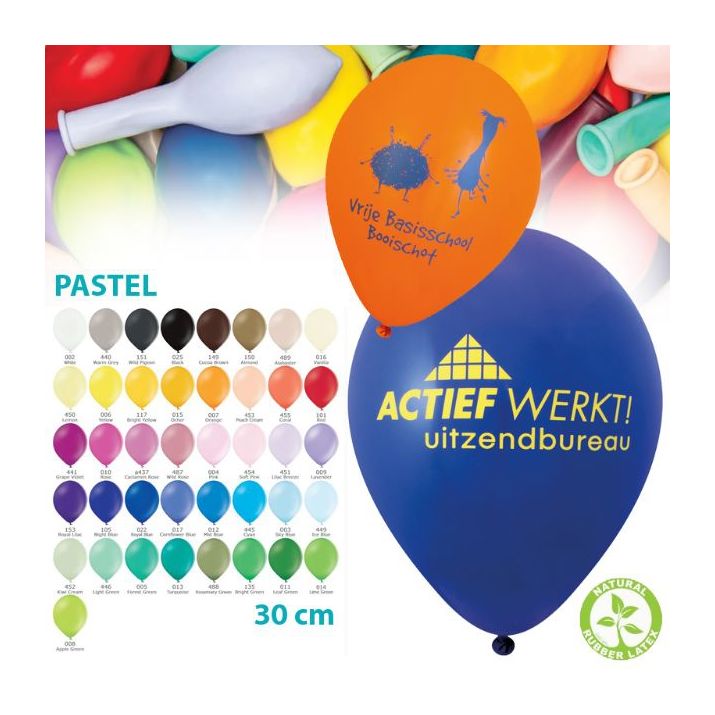 ballon diameter 30 cm pastel kleuren custom