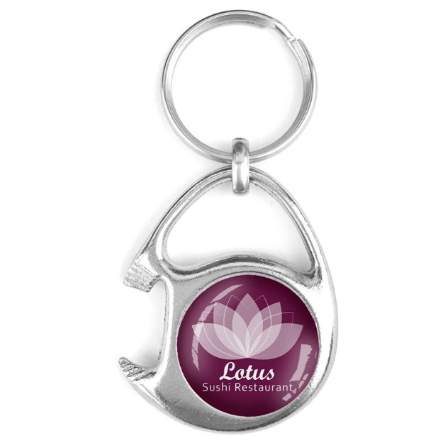 metalen sleutelhanger met winkelwagenmunt nabel