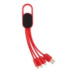 4-in-1 kabel met karabijnhaak - rood