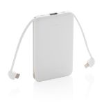 5.000 mah powerbank met geintegreerde kabels - wit