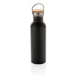 roestvrijstalen fles met bamboe deksel 700 ml - zwart