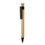 bamboe pen met tarwestro clip blauwschrijvend - zwart