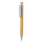 bamboe pen met tarwestro clip blauwschrijvend - blauw