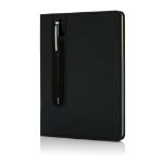 deluxe a5 notitieboek met stylus pen - zwart