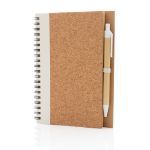 kurk spiraal notitieboek met pen - wit