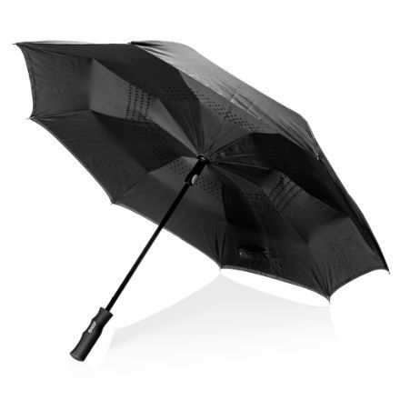 swiss peak 23 inch auto open reversible paraplu - zwart