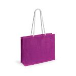 strandtas van jute en katoen, lange hengsels - fuchsia