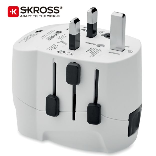 universele skross geaarde reisadapter, 3-polig.