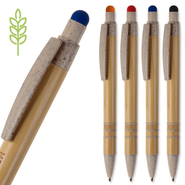 balpen bamboe en tarwestro met stylus