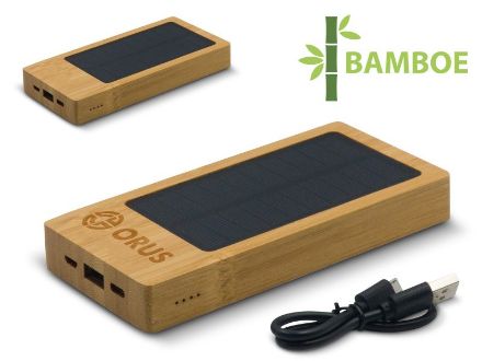 powerbank bamboe met zonnecellen 8.000mah