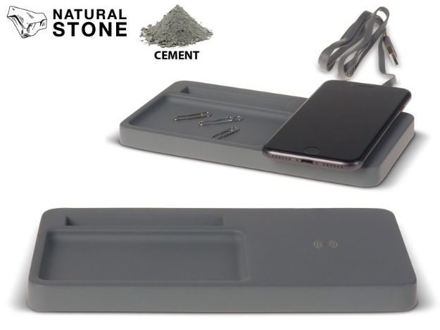 bureau organizer met draadloze oplader kalksteen 5