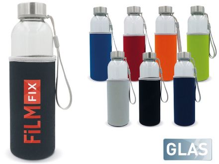 waterfles glas met sleeve 500 ml