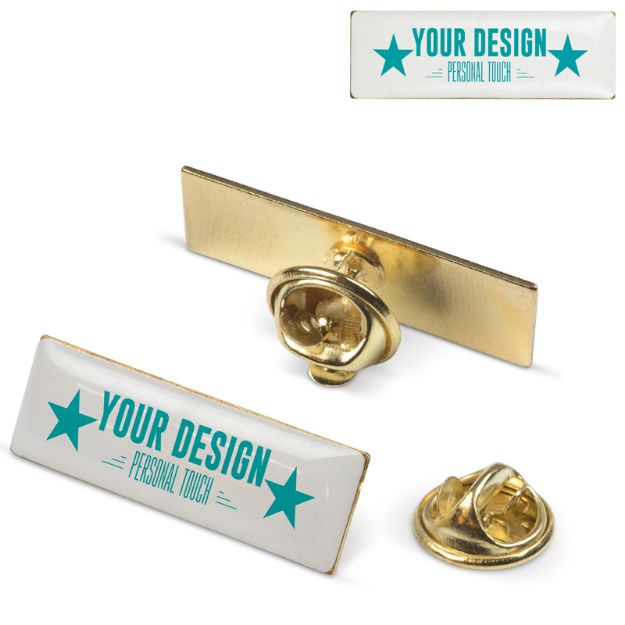 badge metalen pin 30x10mm. custom made