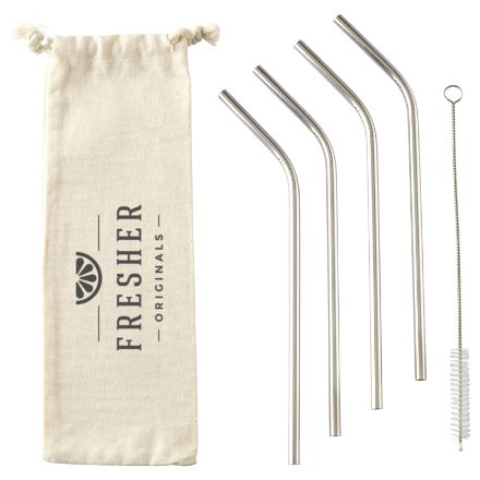 reusable 4 pieces eco straw set rvs rietjes