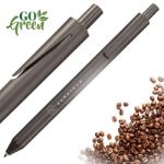 pen van koffieafval blauwschrijvend