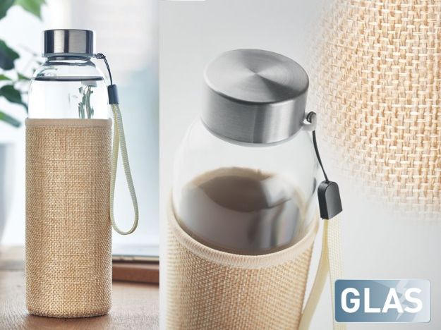 glazen drinkfles in tasje utah 500 ml