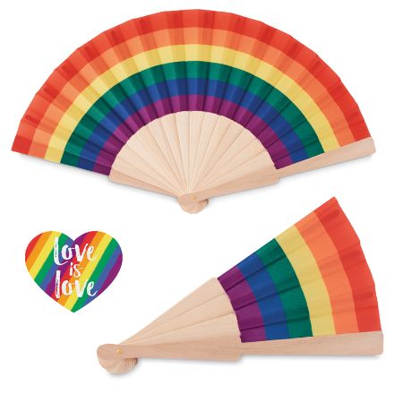 houten regenboog handwaaier