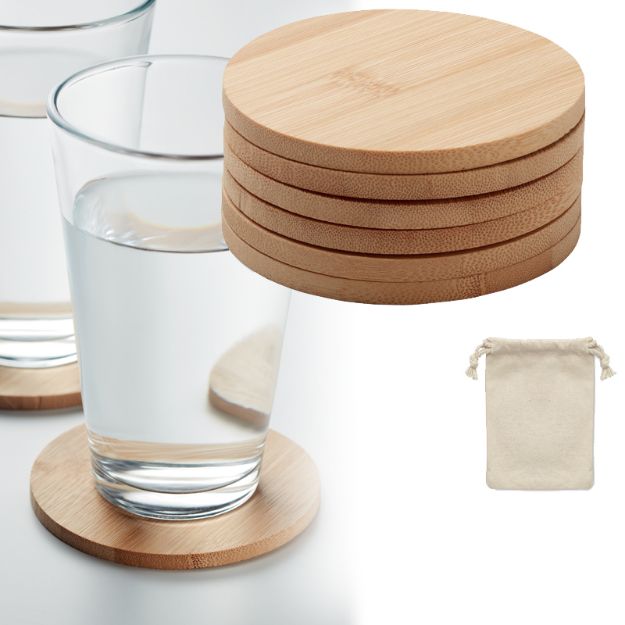 set van 6 bamboe onderzetters bayin
