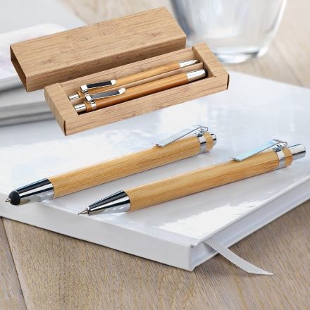 bamboe pen en potloodset