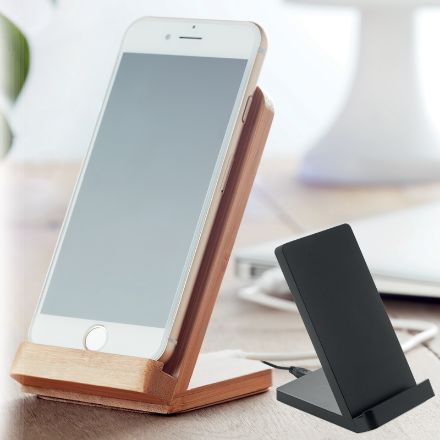 draadloze bamboe standaard en oplaadstation