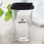 dubbelwandig glas met deksel bielo 350 ml