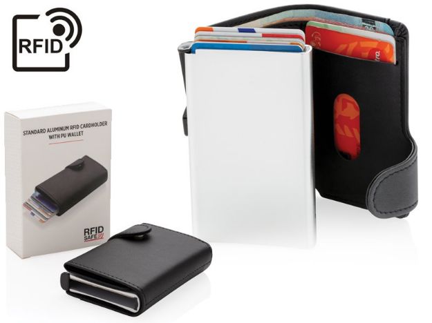aluminium rfid kaarthouder met pu portemonnee