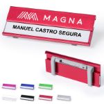 aluminium naamspeld met vervangbaar papier.