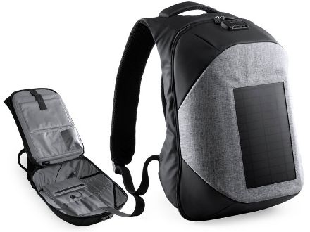 laptoptas met zonnepaneel voor oplader